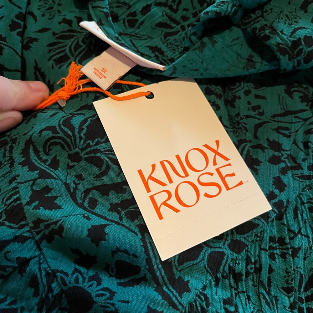 Target Teal and Black Floral Blouse